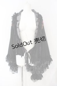 Qutie Frash / シースルー着物袖カーディガン  ブラック×パープル O-25-08-09-021-QU-TO-IG-OS
