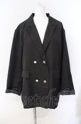 NieR Clothing / 袖折り返しラメ入りROSE DOUBLE JACKET ジャケット  ブラック O-25-08-09-022-PU-JA-IG-OS