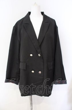 画像1: NieR Clothing / 袖折り返しラメ入りROSE DOUBLE JACKET ジャケット  ブラック O-25-08-09-022-PU-JA-IG-OS
