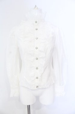 画像1: Victorian maiden / コットンレーススタンドカラーブラウス  シロ O-25-08-09-025-CL-BL-OW-OS