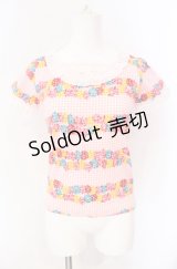 MILK / フラワーラインギンガムTシャツ  ピンク O-25-08-09-026-ML-TO-OW-OS