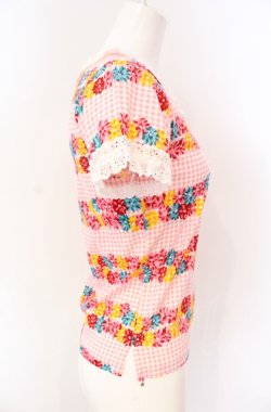 画像3: MILK / フラワーラインギンガムTシャツ  ピンク O-25-08-09-026-ML-TO-OW-OS