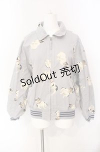 Pao de lo / ブルドック柄リバーシブルブルゾン  ブルーグレー O-25-08-10-041-LO-JA-OW-ZI