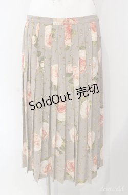 画像1: KANEKO ISAO / 薔薇柄プリーツスカート  グレー O-25-08-10-005-EL-SK-OW-ZI