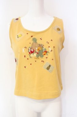 画像1: KETTY / フルーツ刺繍タンクトップ  イエロー O-25-08-10-051-EL-TO-OW-OS
