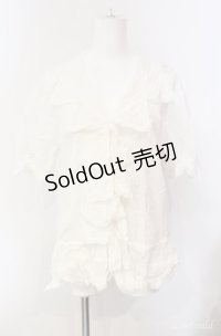 KETTY / ラッフルフリル半袖ブラウス M シロ O-25-08-10-054-EL-BL-OW-OS
