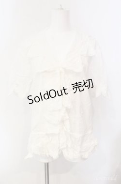 画像1: KETTY / ラッフルフリル半袖ブラウス M シロ O-25-08-10-054-EL-BL-OW-OS