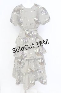 KANEKO ISAO / 紫陽花バスケット柄ワンピース  グレー系 O-25-08-10-063-EL-OP-OW-OS