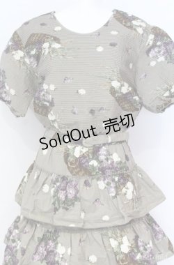 画像2: KANEKO ISAO / 紫陽花バスケット柄ワンピース  グレー系 O-25-08-10-063-EL-OP-OW-OS