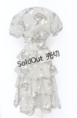 画像3: KANEKO ISAO / 紫陽花バスケット柄ワンピース  グレー系 O-25-08-10-063-EL-OP-OW-OS