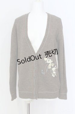 画像1: KANEKO ISAO / フラワーモチーフ使いカーディガン  ブラウン O-25-08-10-070-EL-TO-OW-ZI