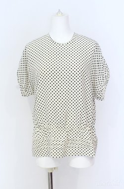 画像1: INGEBORG / ドット柄トップス  アイボリー×クロ O-25-08-10-072-LO-TO-OW-OS