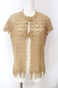 KANEKO ISAO / フラワーモチーフ透かし編みニット  ベージュ O-25-08-10-013-EL-TO-OW-OS