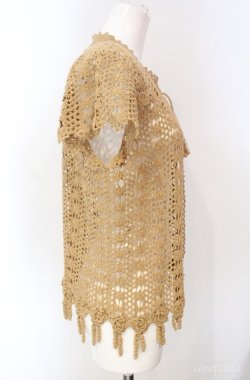 画像2: KANEKO ISAO / フラワーモチーフ透かし編みニット  ベージュ O-25-08-10-013-EL-TO-OW-OS