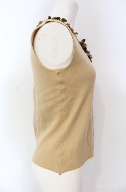 画像3: KANEKO ISAO / フラワーモチーフ使いノースリーブニット  ベージュ O-25-08-10-017-EL-TO-OW-OS