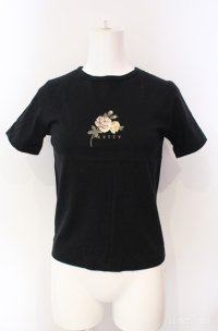 KETTY / 薔薇ptTシャツ  クロ O-25-08-10-025-EL-TO-OW-ZI