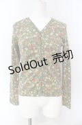KETTY / 花柄カットカーディガン  グリーン O-25-08-10-027-EL-TO-OW-ZI