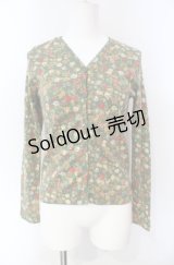 KETTY / 花柄カットカーディガン  グリーン O-25-08-10-027-EL-TO-OW-ZI