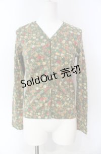 KETTY / 花柄カットカーディガン  グリーン O-25-08-10-027-EL-TO-OW-ZI