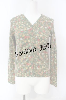 画像1: KETTY / 花柄カットカーディガン  グリーン O-25-08-10-027-EL-TO-OW-ZI