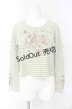 画像1: KETTY / 花刺繍ボーダープルオーバー  グリーン O-25-08-10-030-EL-TO-OW-ZI