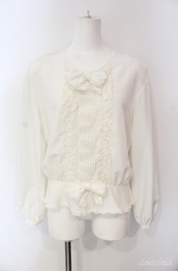 画像1: INGEBORG / タックリボンブラウス  シロ O-25-08-10-034-LO-BL-OW-OS