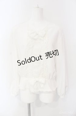 画像1: INGEBORG / タックリボンブラウス  シロ O-25-08-10-034-LO-BL-OW-ZI