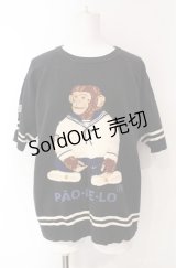 Pao de lo / チンパンジー柄ニット  クロ O-25-08-10-037-LO-TO-OW-ZI