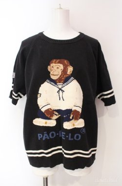 画像1: Pao de lo / チンパンジー柄ニット  クロ O-25-08-10-037-LO-TO-OW-OS