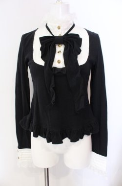 画像1: Angelic Pretty / エレガントリボンカットソー  クロ×シロ O-25-08-11-030-AP-TO-OW-OS