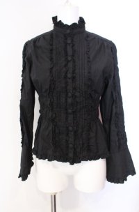 metamorphose / ピンタックシャーリングブラウス・長袖  クロ O-25-08-11-031-ME-BL-IG-OS