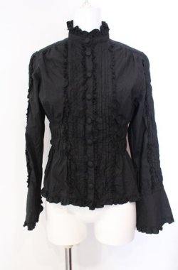 画像1: metamorphose / ピンタックシャーリングブラウス・長袖  クロ O-25-08-11-031-ME-BL-IG-OS