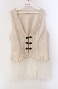 axes femme / チュールフリルベスト M 生成り O-25-08-11-039-AX-TO-IG-OS