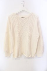 axes femme / ケーブル編みニット  アイボリー O-25-08-11-041-AX-TO-IG-OS
