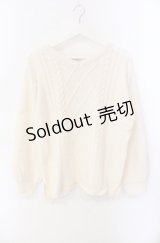 axes femme / ケーブル編みニット  アイボリー O-25-08-11-041-AX-TO-IG-OS