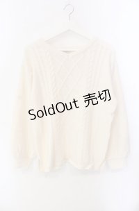 axes femme / ケーブル編みニット  アイボリー O-25-08-11-041-AX-TO-IG-OS