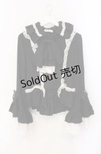 MARBLE / タイ付き編み上げブラウス  ブラック×ホワイト O-25-08-11-046-GO-BL-IG-OS