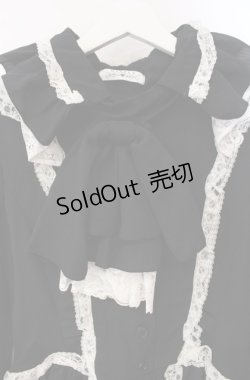 画像2: MARBLE / タイ付き編み上げブラウス  ブラック×ホワイト O-25-08-11-046-GO-BL-IG-OS