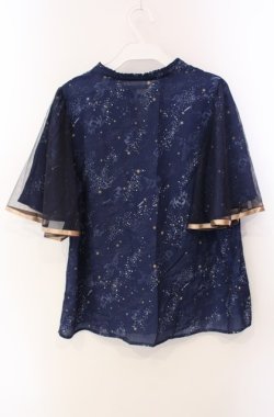 画像3: axes femme / 星座柄チュール重ね袖ブラウス  ネイビー O-25-08-11-048-AX-BL-IG-OS