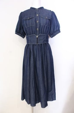 画像1: axes femme / ベルト付デニムワンピース  インディゴ O-25-08-11-050-AX-OP-IG-OS