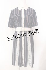axes femme / マルチストライプ半袖ワンピ  ネイビー O-25-08-11-051-AX-OP-IG-OS