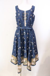 axes femme / Mulhouse Collection フラワーパネル柄イレヘムワンピース  ネイビー O-25-08-11-052-AX-OP-IG-OS