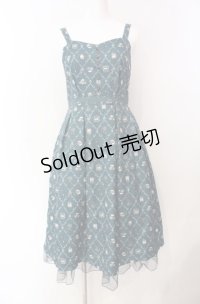 axes femme / サロン・ド・テ柄ジャンスカ  グリーン O-25-08-11-056-AX-OP-IG-OS