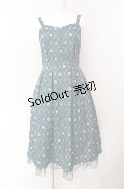 画像1: axes femme / サロン・ド・テ柄ジャンスカ  グリーン O-25-08-11-056-AX-OP-IG-OS