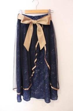 画像1: axes femme / 星座柄チュールフリルスカート  ネイビー O-25-08-11-062-AX-SK-IG-OS
