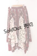 axes femme / 花モチーフスカーフ柄スカート  ワイン×アイボリー O-25-08-11-063-AX-SK-IG-OS