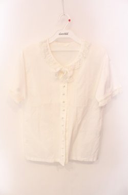 画像1: PINK HOUSE / フリルタックリボンブラウス  シロ O-25-08-11-073-LO-BL-IG-OS