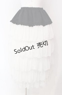 画像1: MARBLE / レース付きエレガンスゴシック調 ロングフリルスカート  ホワイト×ブラック O-25-08-11-007-GO-SK-IG-OS