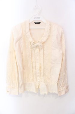 画像1: PINK HOUSE / 透かしレースタックブラウス  生成り O-25-08-11-074-LO-BL-IG-OS