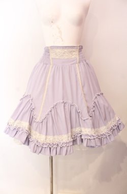画像1: Ozz oneste / クラウンケージプリントリバーシブルボリュームスカート  ラベンダー×生成り O-25-08-11-002-OO-SK-IG-OS
